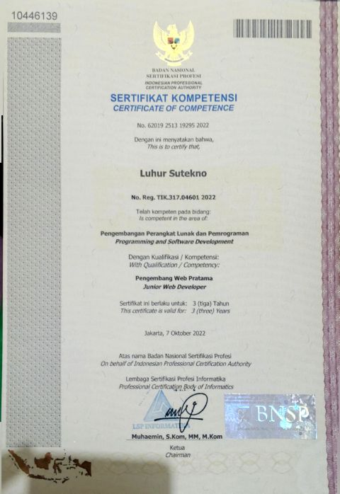 Pengembang Web Pratama (Junior Web Developer)