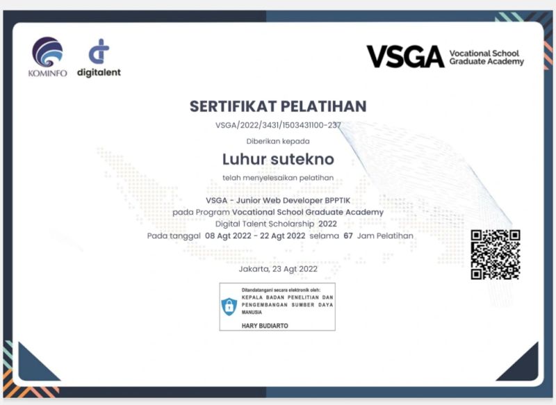 VSGA - Junior Web Developer BPPTIK